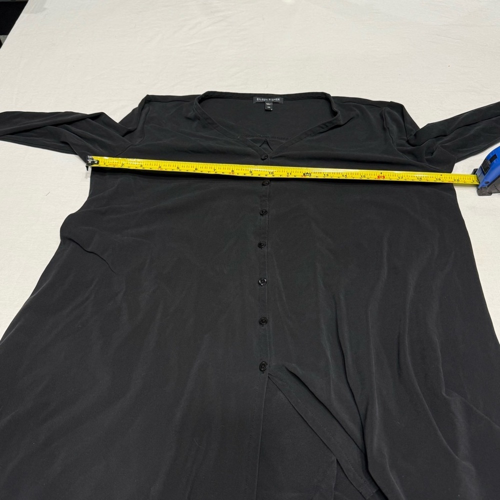 Eileen Fisher Black Button-Down 100% Silk Shirt XS - Picture 6 of 7